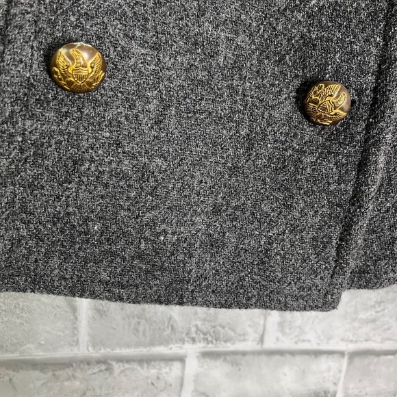 Smythe Double Breasted Wool Blend Charcoal Gray Gold Button Blazer Jacket Sz 4 - Picture 2 of 8